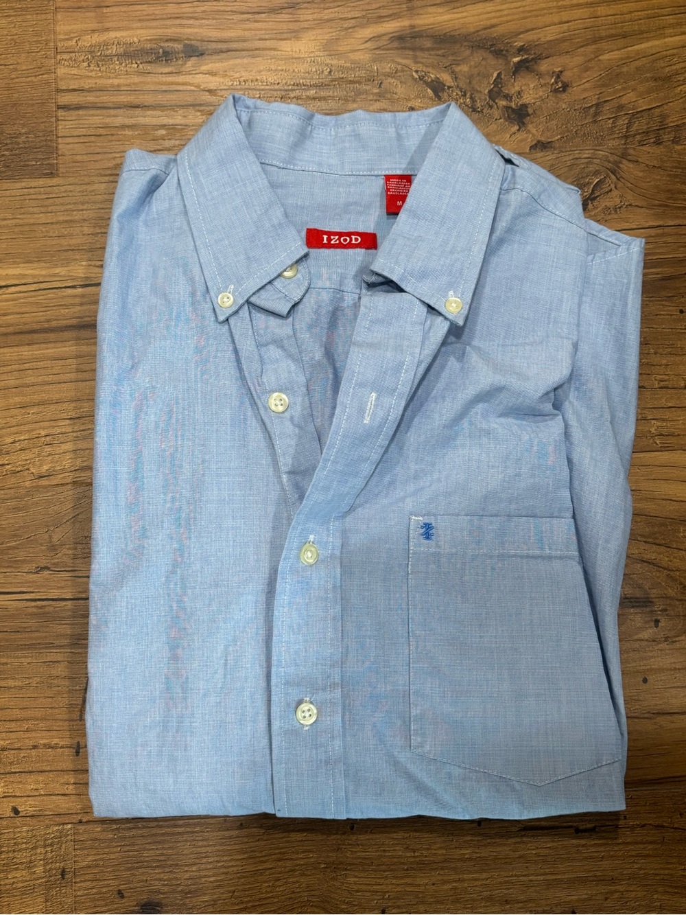 IZOD Men's Light Blue Button-Down Long Sleeve Shirt